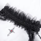 Gothic Cut Out Lace Hem Blouse