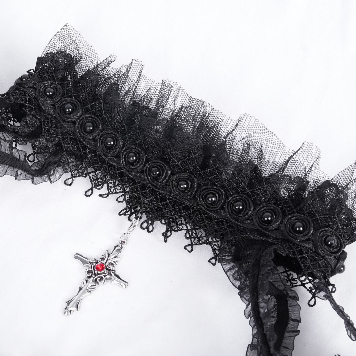 Gothic Cut Out Lace Hem Blouse