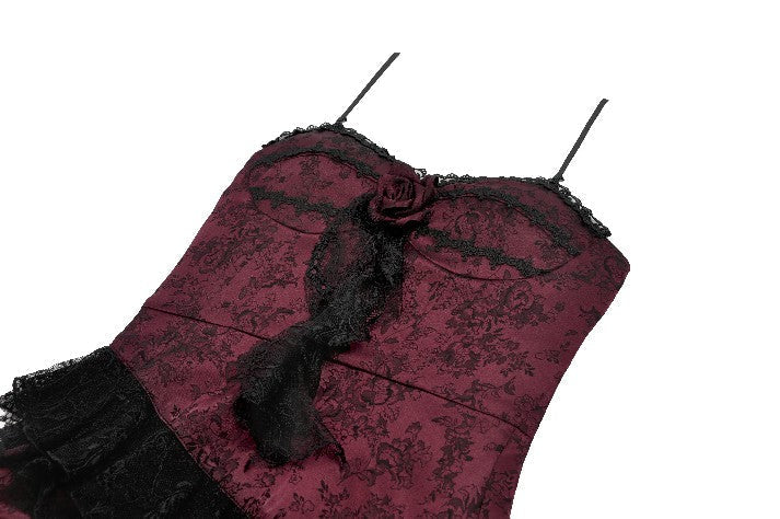 Red Rose Ruffle Asymmetrical Dress