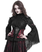 Red Crucifix Rose Frill Corset Belt