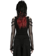 Punk Printed Mesh Strap Full Sleeve Top