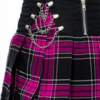 Pink Plaid Chain Mini Skirt