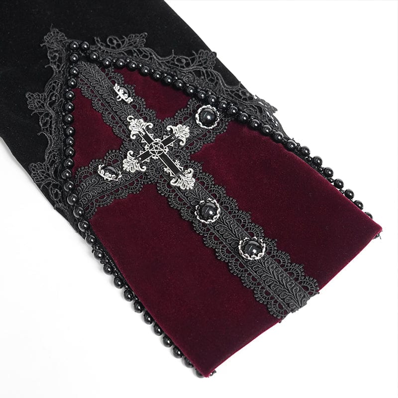Big Buckle Long Velvet Black Gothic Jacket