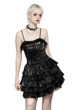Shiny PU Leather Layered Buckle Dress