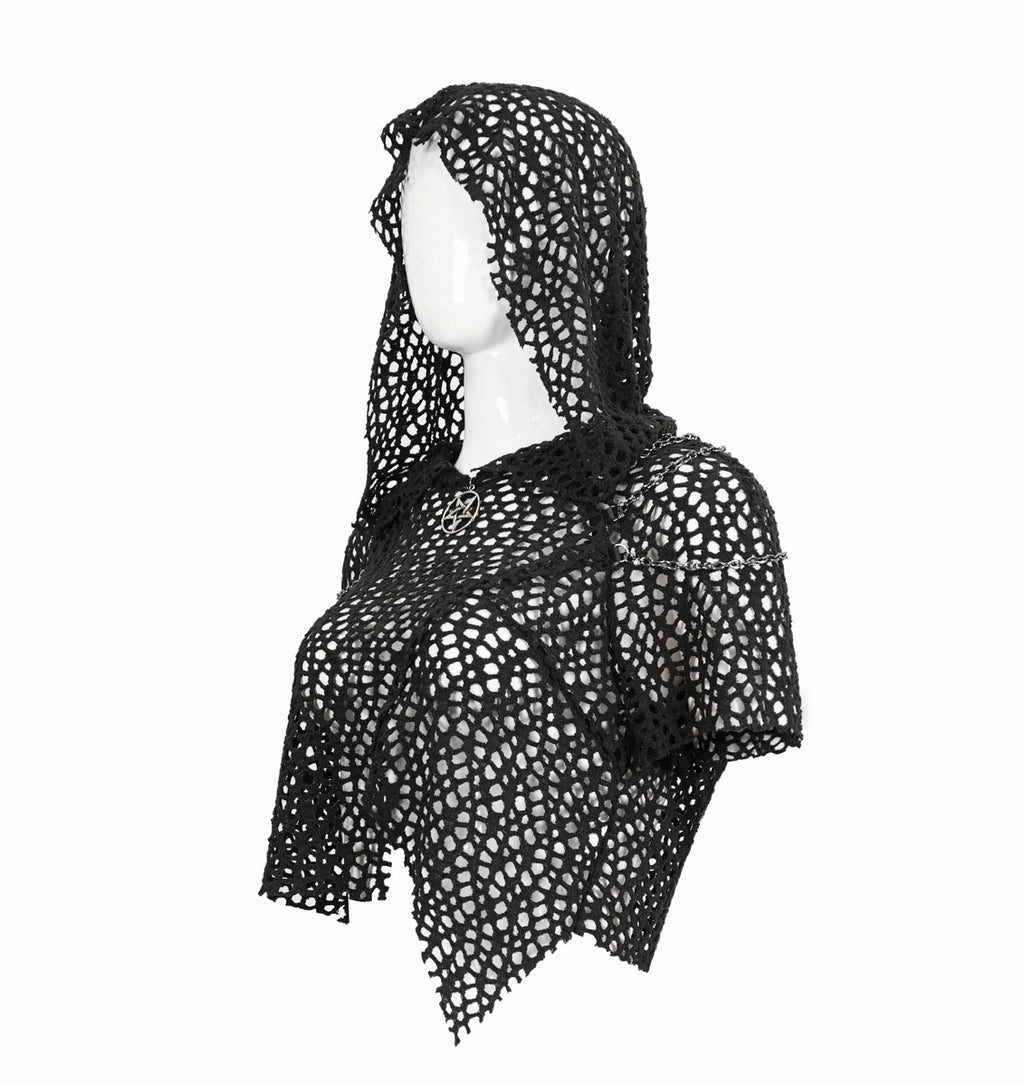 Crop Crochet Back Lace Up Hood