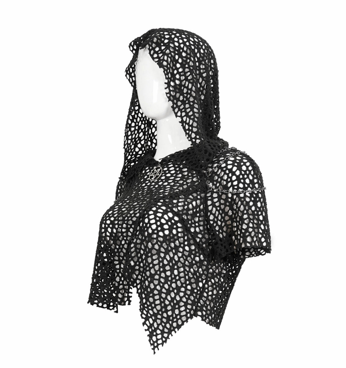 Crop Crochet Back Lace Up Hood