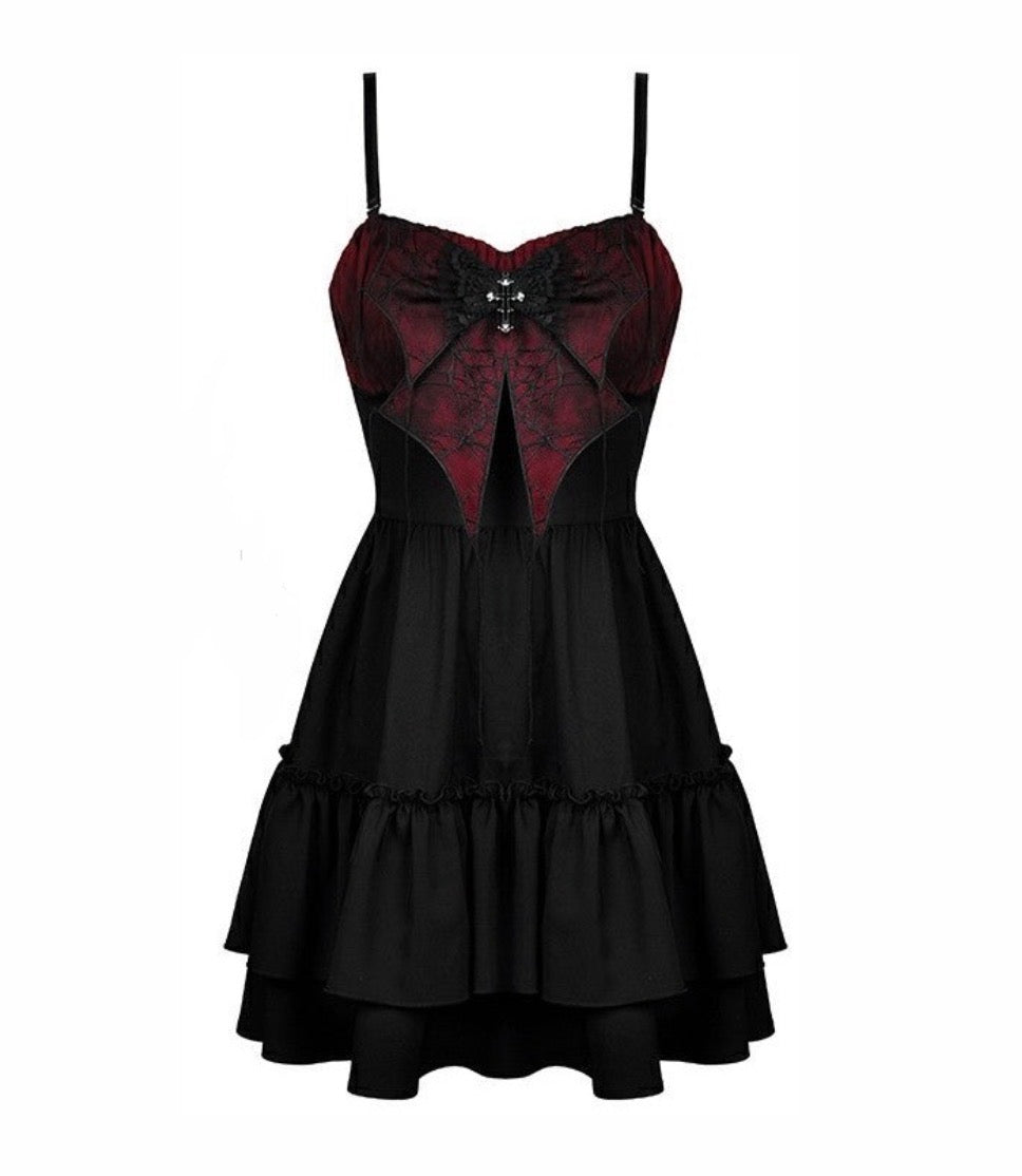 Lace Bow Cobweb Mini Dress