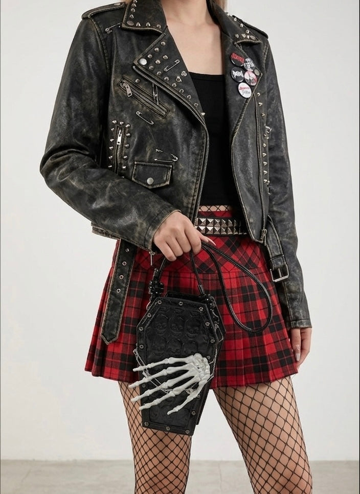 Coffin Skull Patterned Skeleton Hand Bag