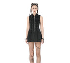 Skull Zip Lace Up Skater Dress