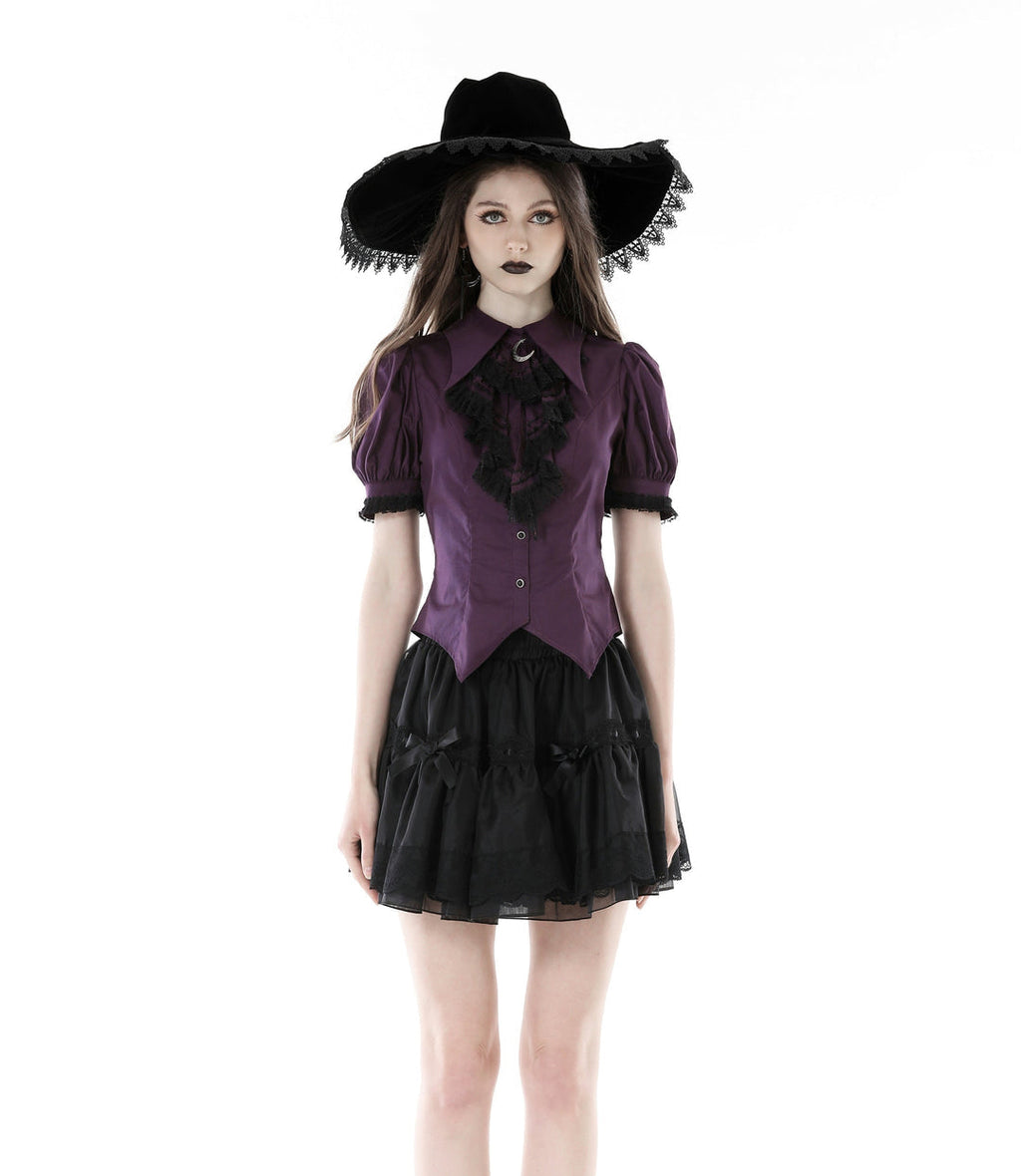 Purple Moon Witch Ruffle Blouse