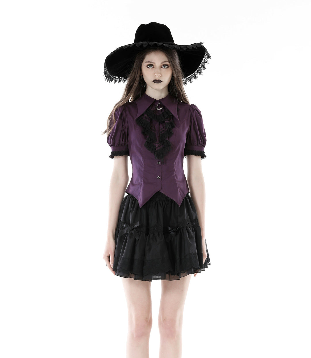 Purple Moon Witch Ruffle Blouse