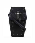 Mini Black Coffin Chain Bag With Metal Crucifix