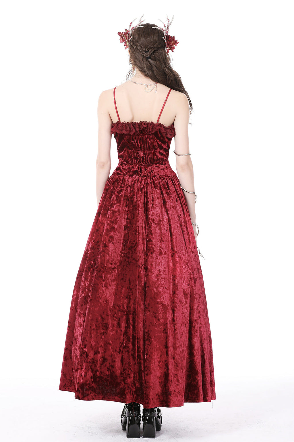 Blood Velvet Chain Maxi Dress