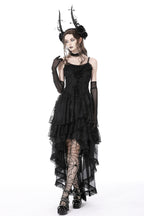 Lace Frilly Hi-Lo Strap Dress