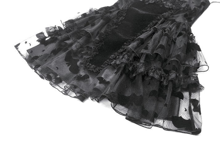 Bat Coffin Ruffle Layer Mini Dress