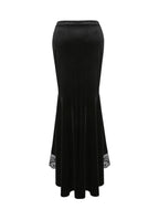 Mermaid Tail Velvet Lace Maxi Skirt