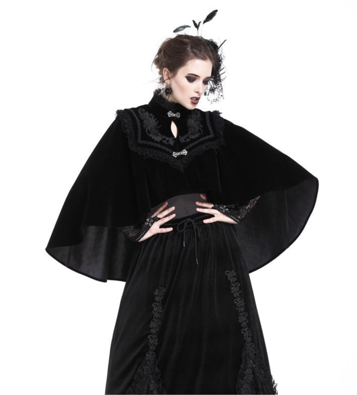 Elegant Collar Velvet Cape