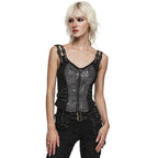 Silver Poison Ivy Corset Buckle Top