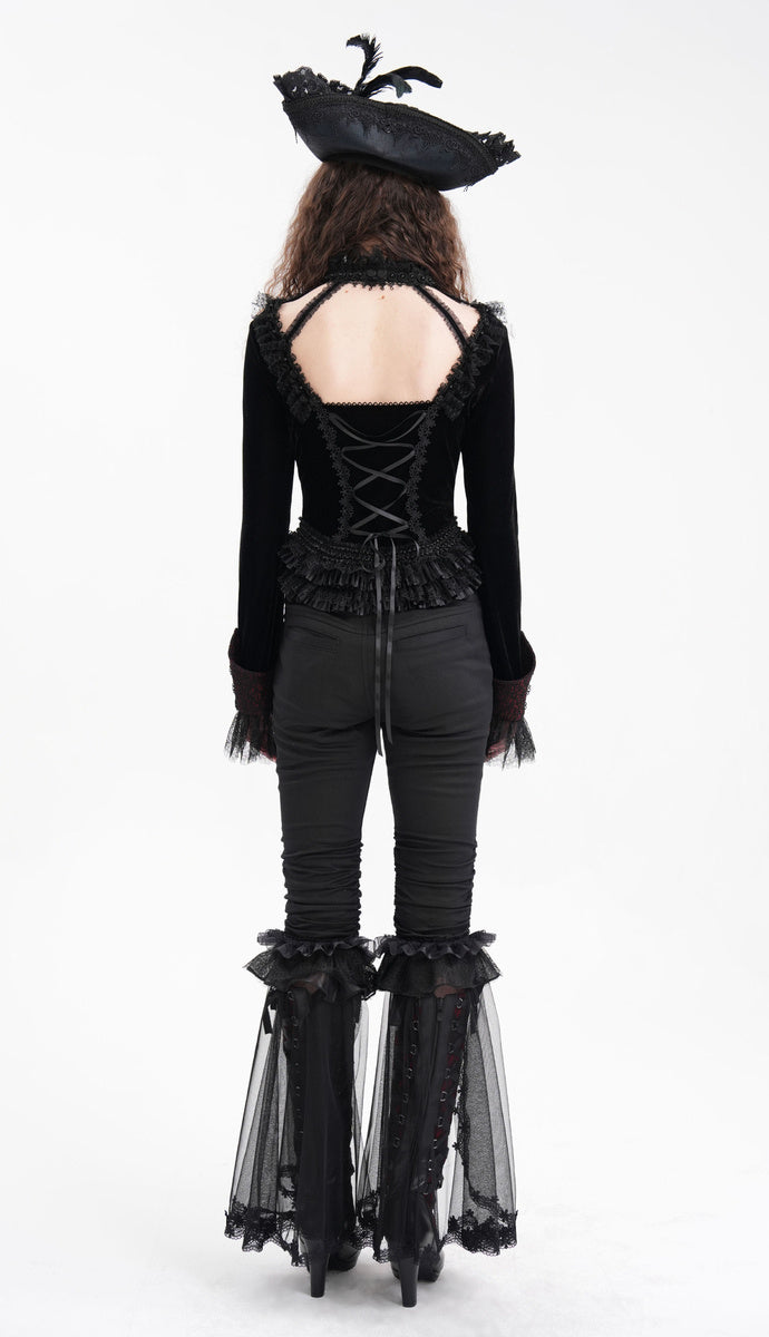 Gothic Cut Out Lace Hem Blouse
