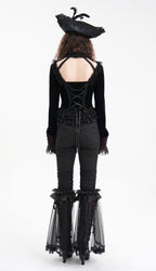 Gothic Cut Out Lace Hem Blouse