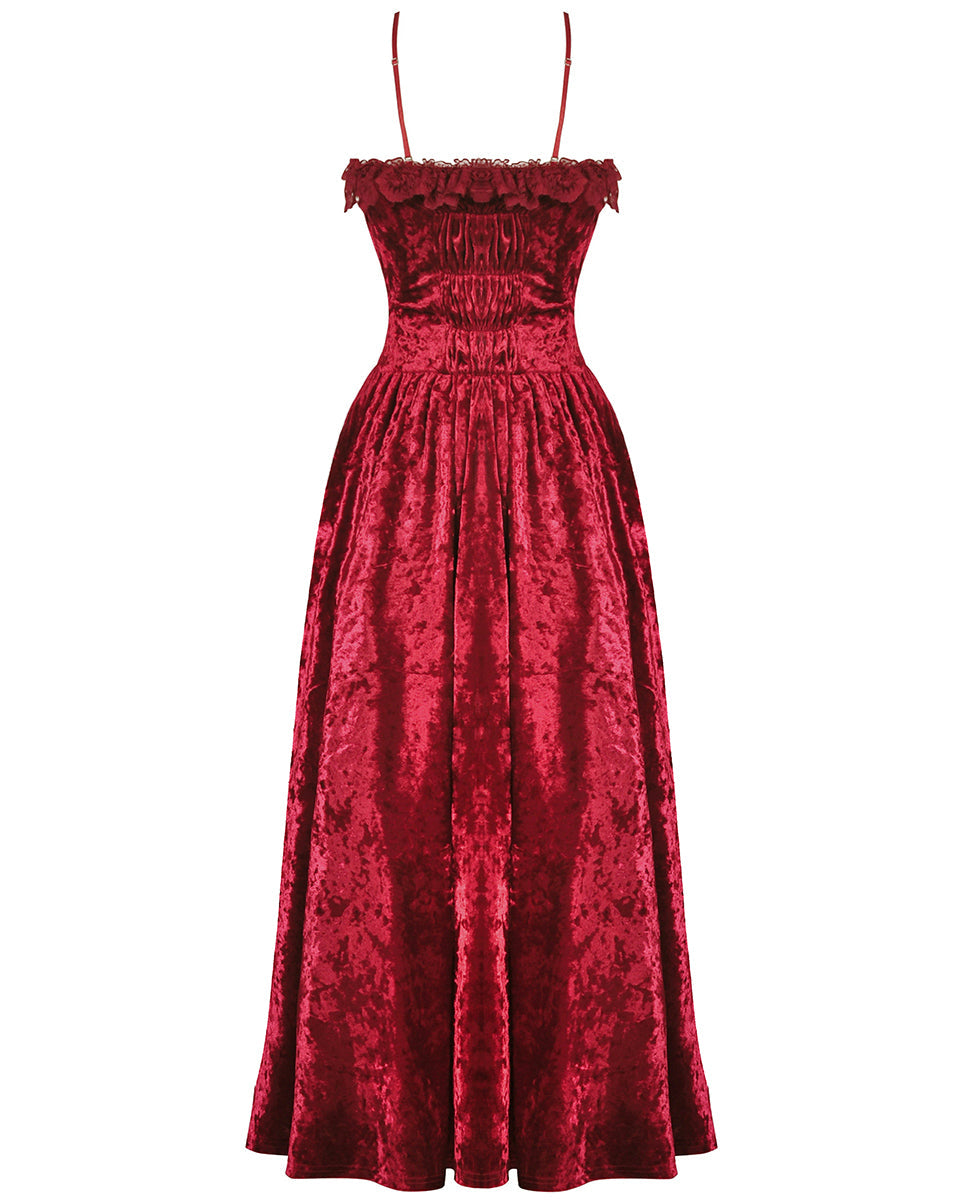 Blood Velvet Chain Maxi Dress