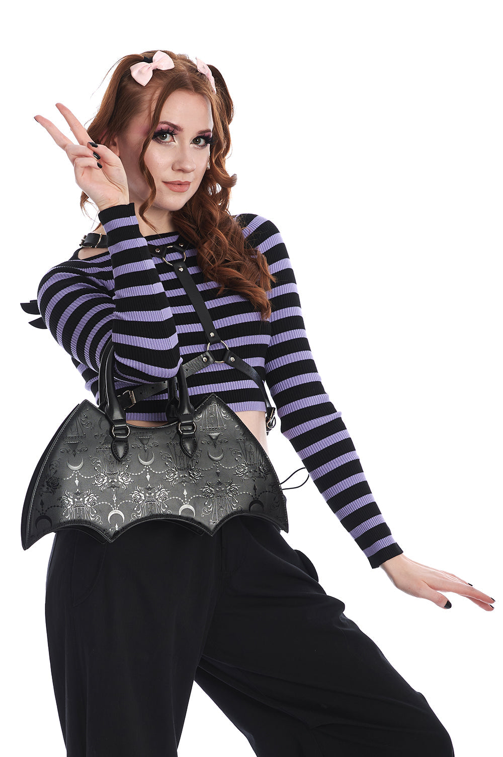 Bat Shaped Moon Chandelier Patterned Bag