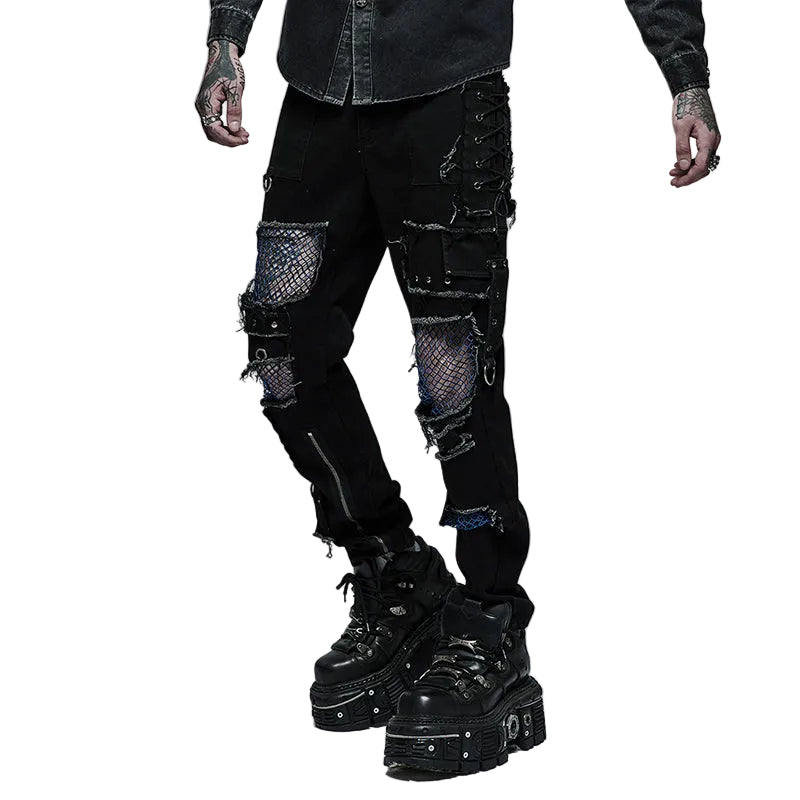 Punk Net Cutout Trousers