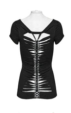 Cap Sleeve Ribcage Skeleton Ring Cutout Spine Top