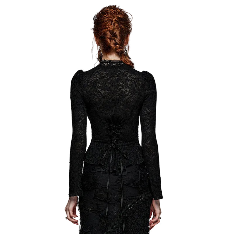 Delicate Standing Collar Sheer Blouse