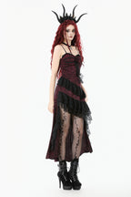 Red Rose Ruffle Asymmetrical Dress