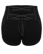 Black Velvet Zip Chain Hot Pants