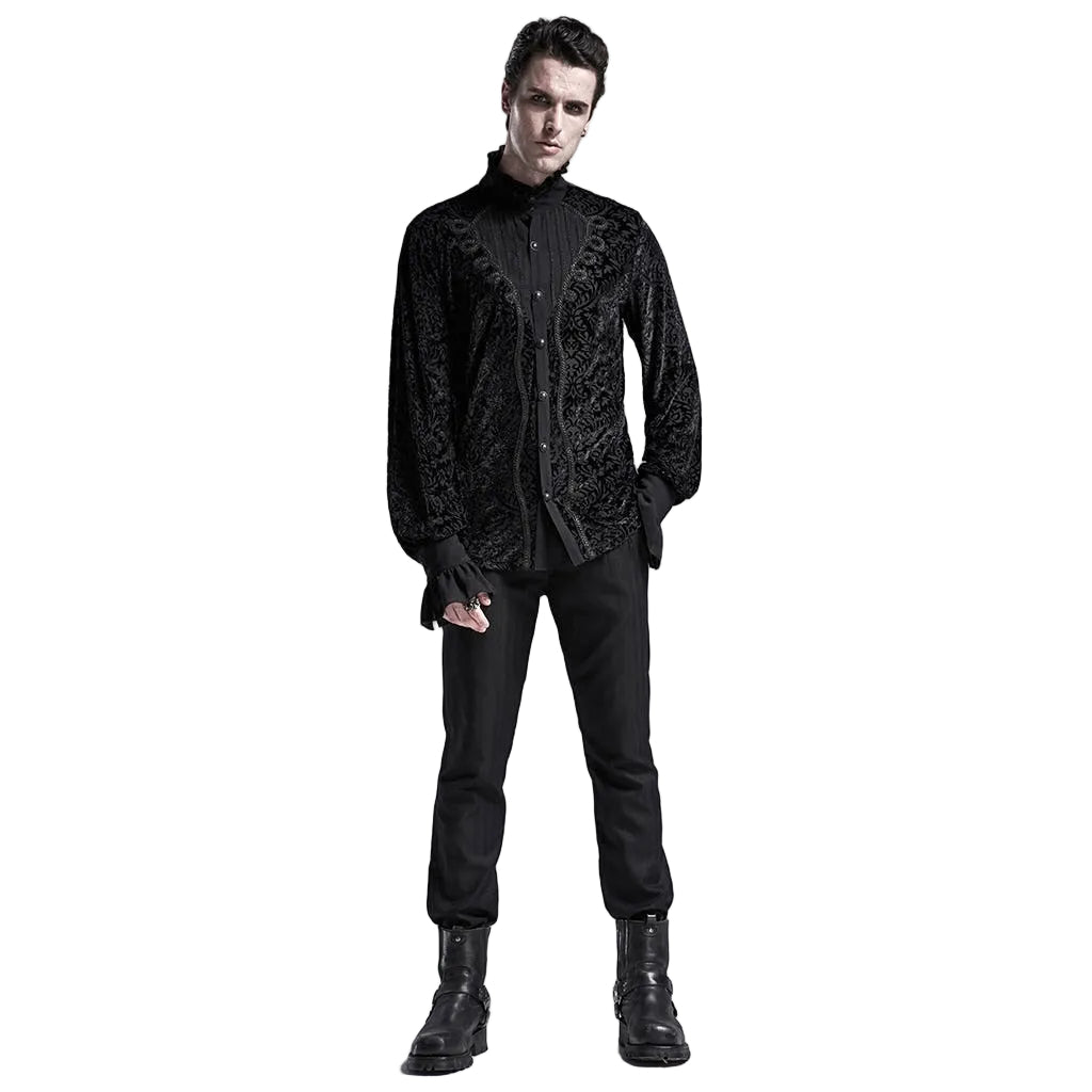 High Neck Gothic Patterned Shirt