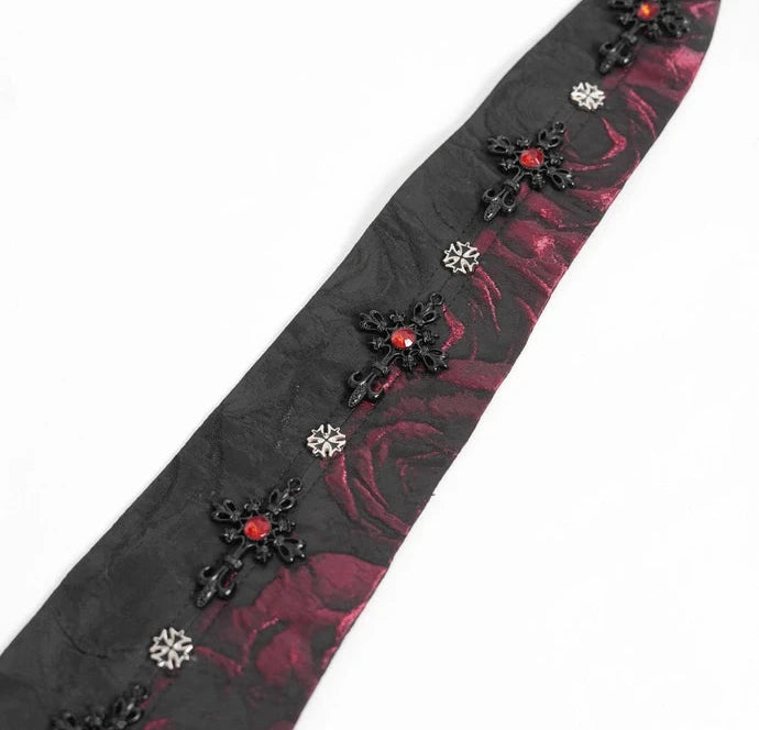 Crucifix Black & Red Gothic Tie