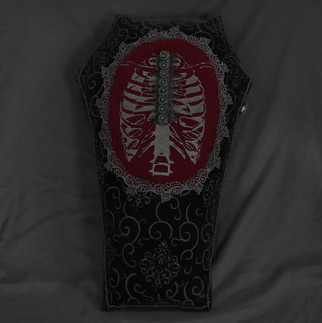 Ribcage Coffin Shape Velvet Cushion