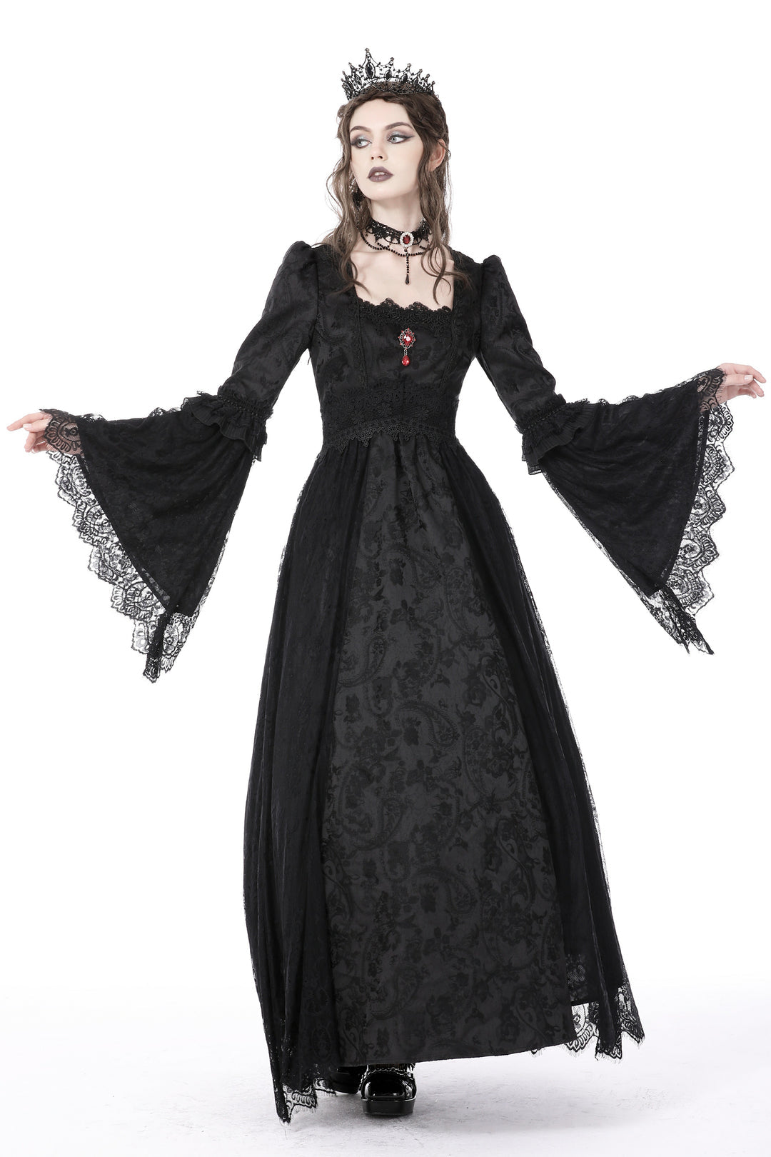 Red Jewel Vintage Court Maxi Dress