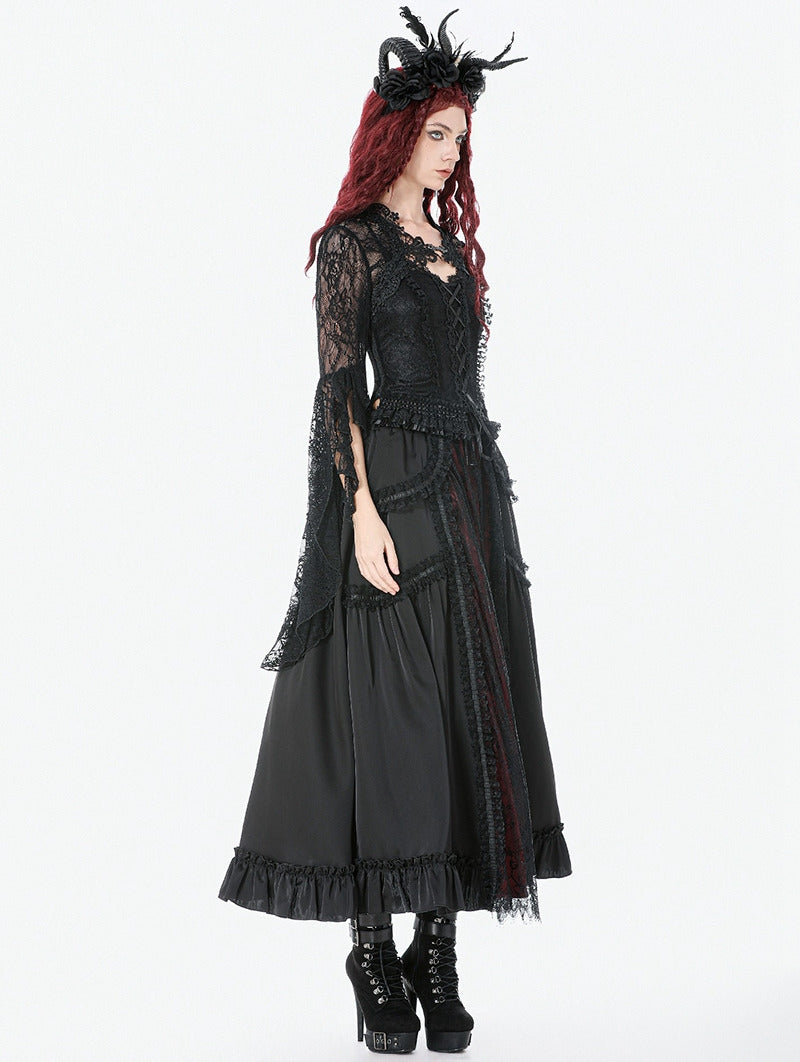 Classic Gothic Red Net Lace Skirt