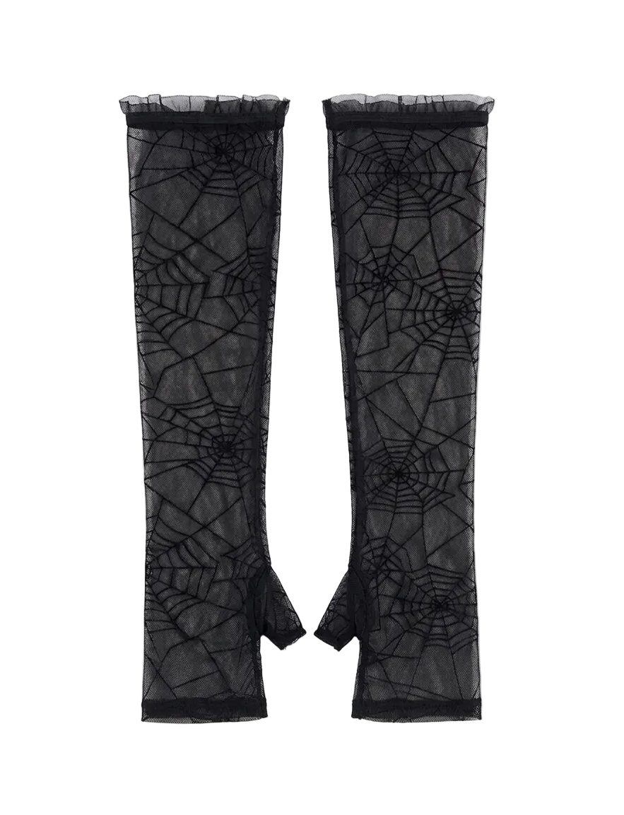 Cobweb Sheer Fingerless Arm Gloves