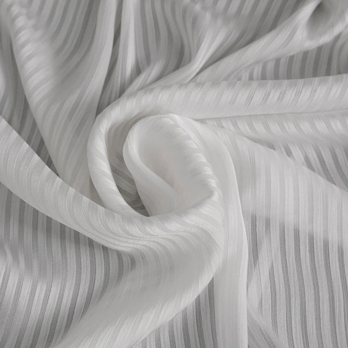 White Pinstripe Ruffle Shirt