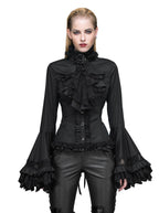 Flared Ruffle Sleeve Rose Cravat Blouse