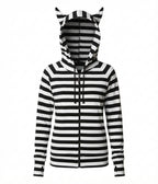 White Stripe Cat Ear Jacket