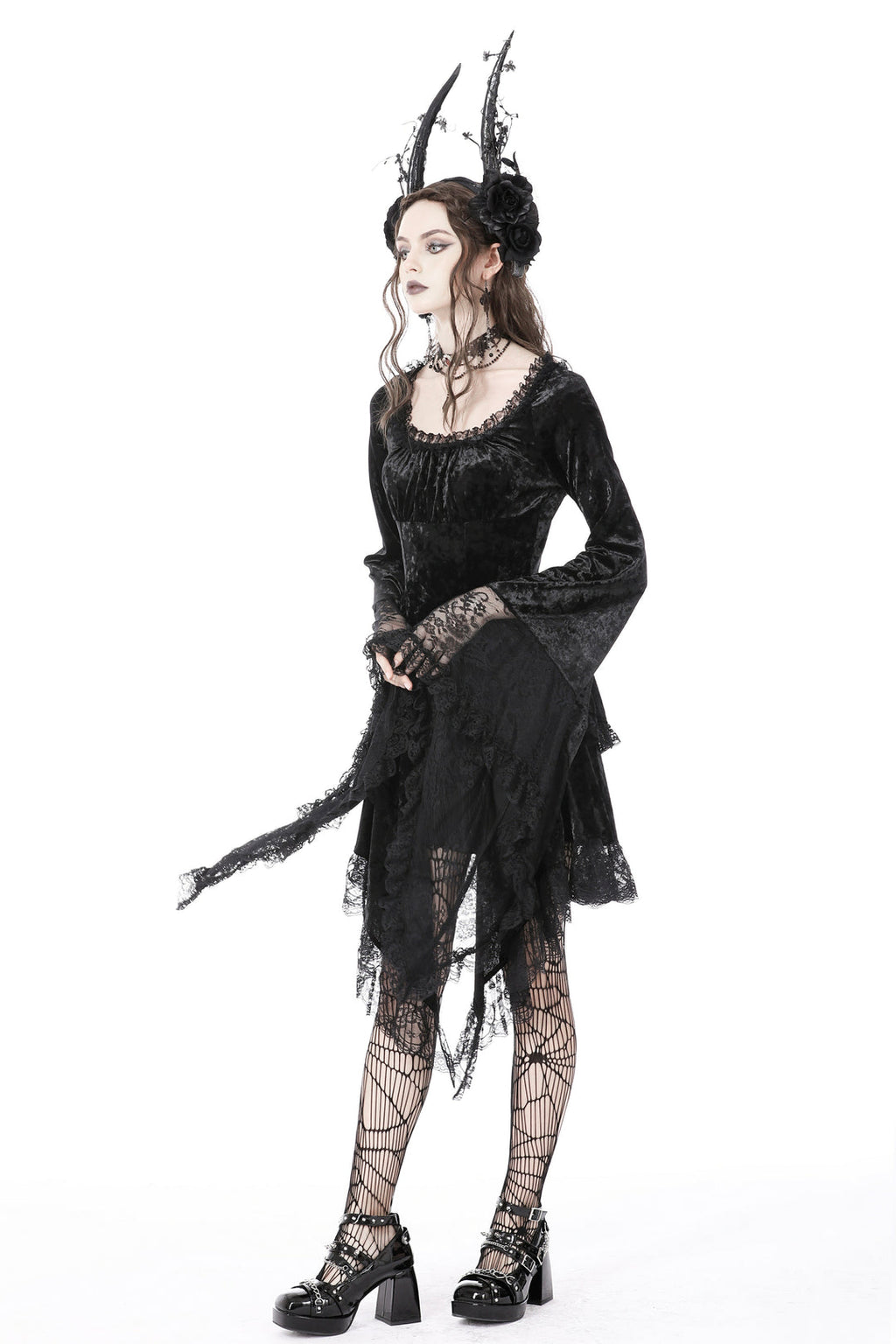 Genie Bell Sleeve Velvet Dress