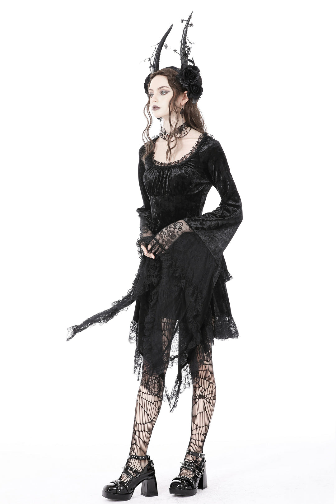 Genie Bell Sleeve Velvet Dress