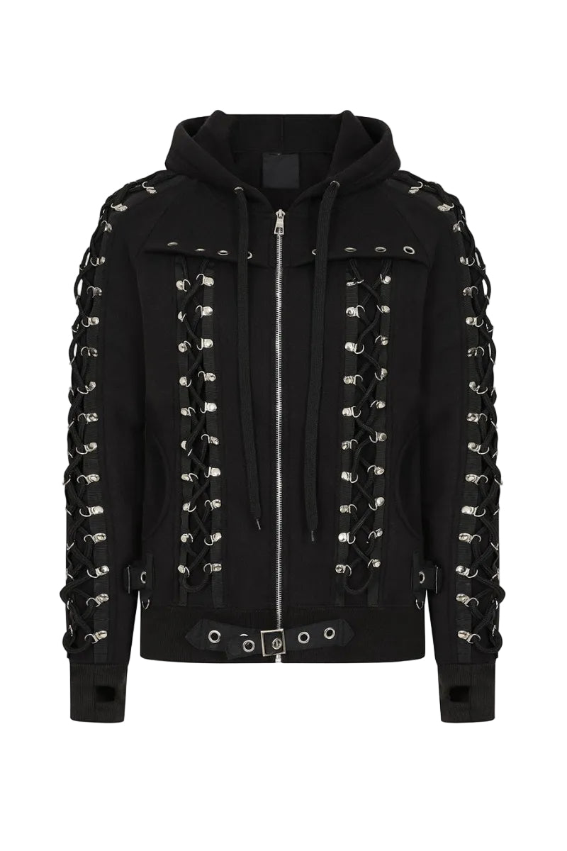 Punk Laced Hooded Zip Jacket