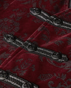 Red Alcazar Button Up Velvet Waistcoat