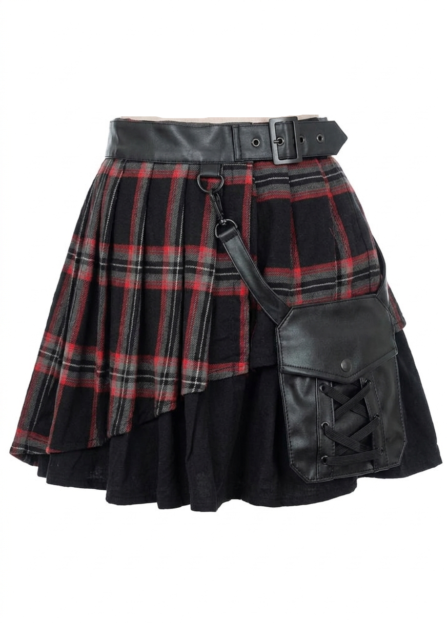 Tartan Belt Bag Mini Skirt