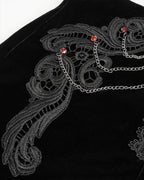 Black Velvet Zip Chain Hot Pants