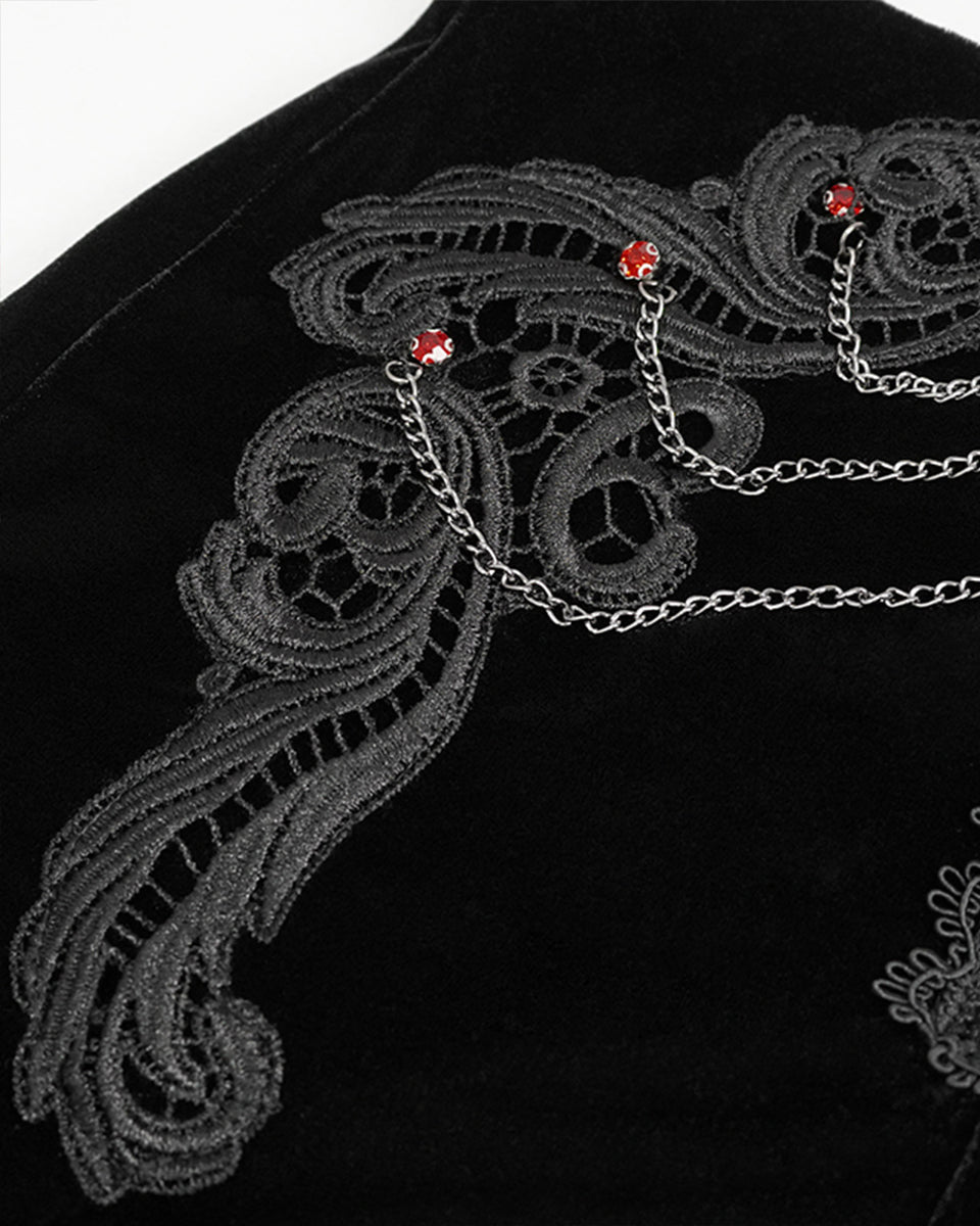 Black Velvet Zip Chain Hot Pants