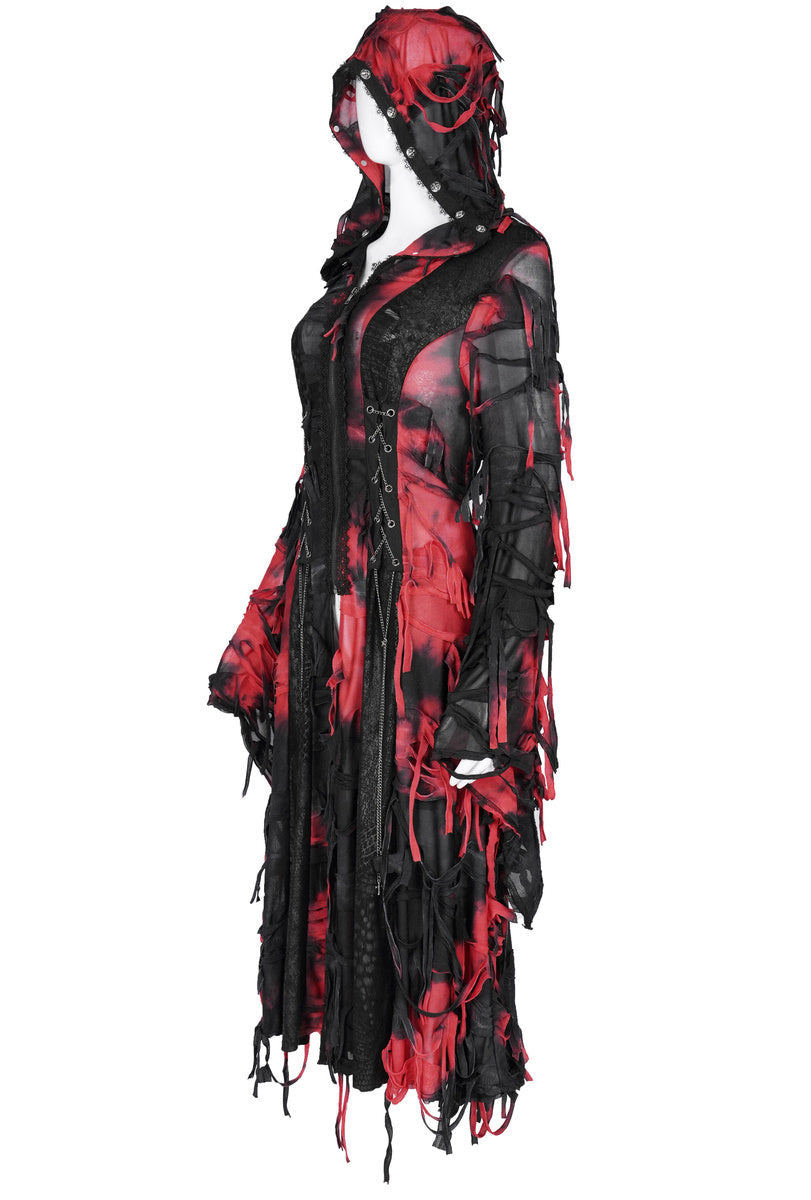 Black & Red Bloody Shredded Hood Jacket
