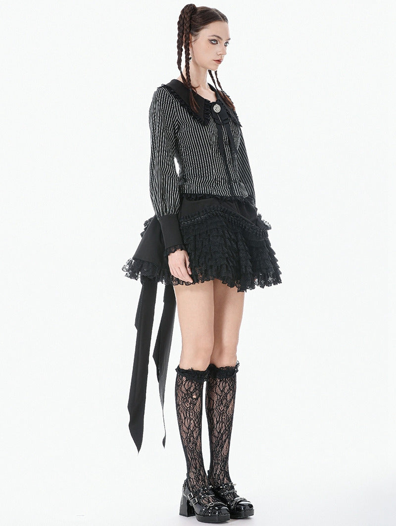 Lolita Doll Ruffle Lace Ribbon Trail Skirt