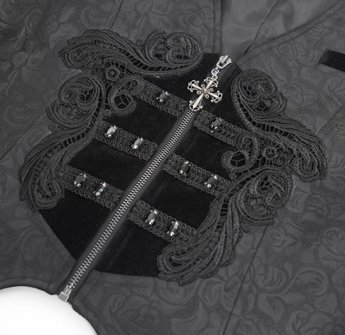 Rose Print Crucifix Waistcoat